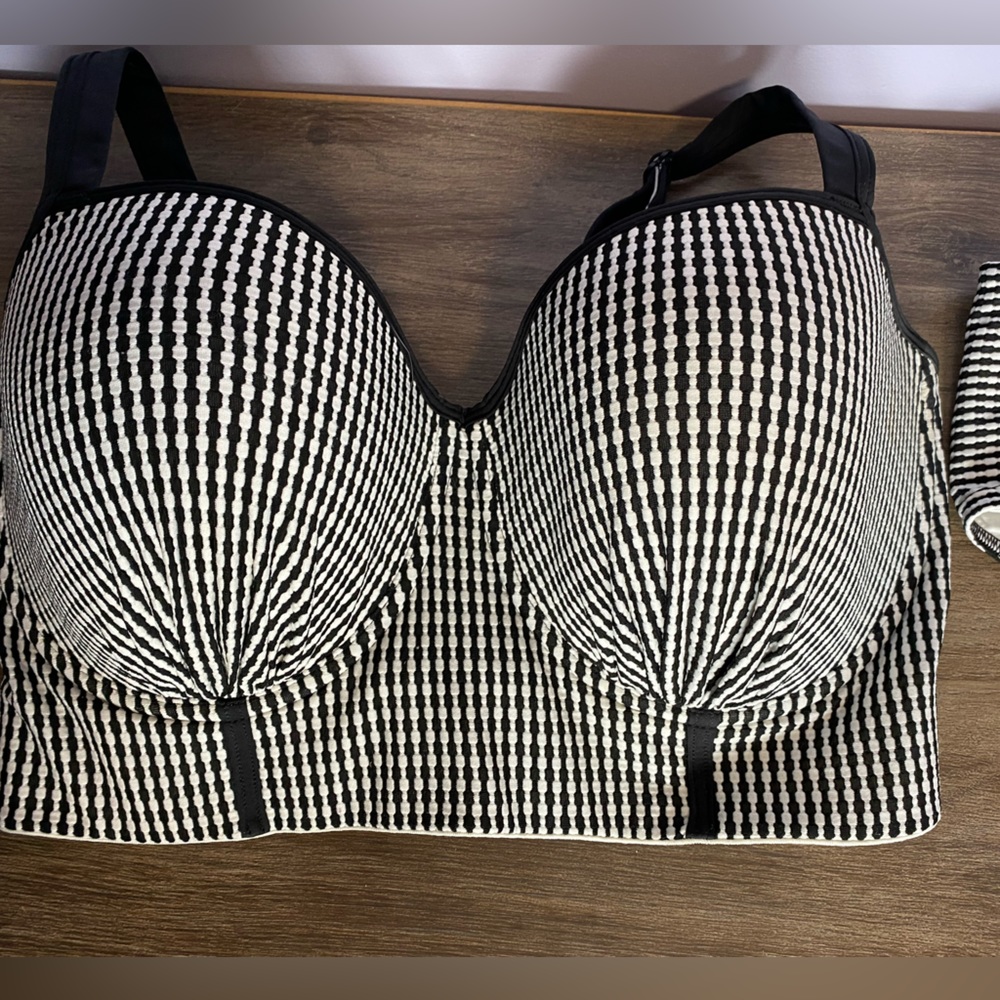 Prima Donna Atlas Longline Balconette Swim Top - Black & White Checkered Pattern